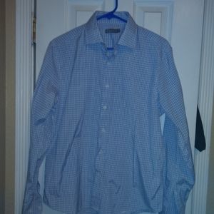 Blue and white East River Long sleeve button down shirt nwot